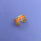 Heart Gold CZ White Enamel Copper Adjustable Band Ring Bulk