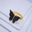 Black Butterfly Zircon Studded Gold Adjustable Ring For Women Bulk