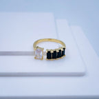 Gold CZ Crystal Black Copper Free Size Adjustable Band Ring Bulk
