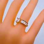 Gold CZ Crystal White Copper Free Size Adjustable Band Ring Bulk