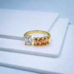 Gold CZ Crystal Brown Copper Free Size Adjustable Band Ring Bulk