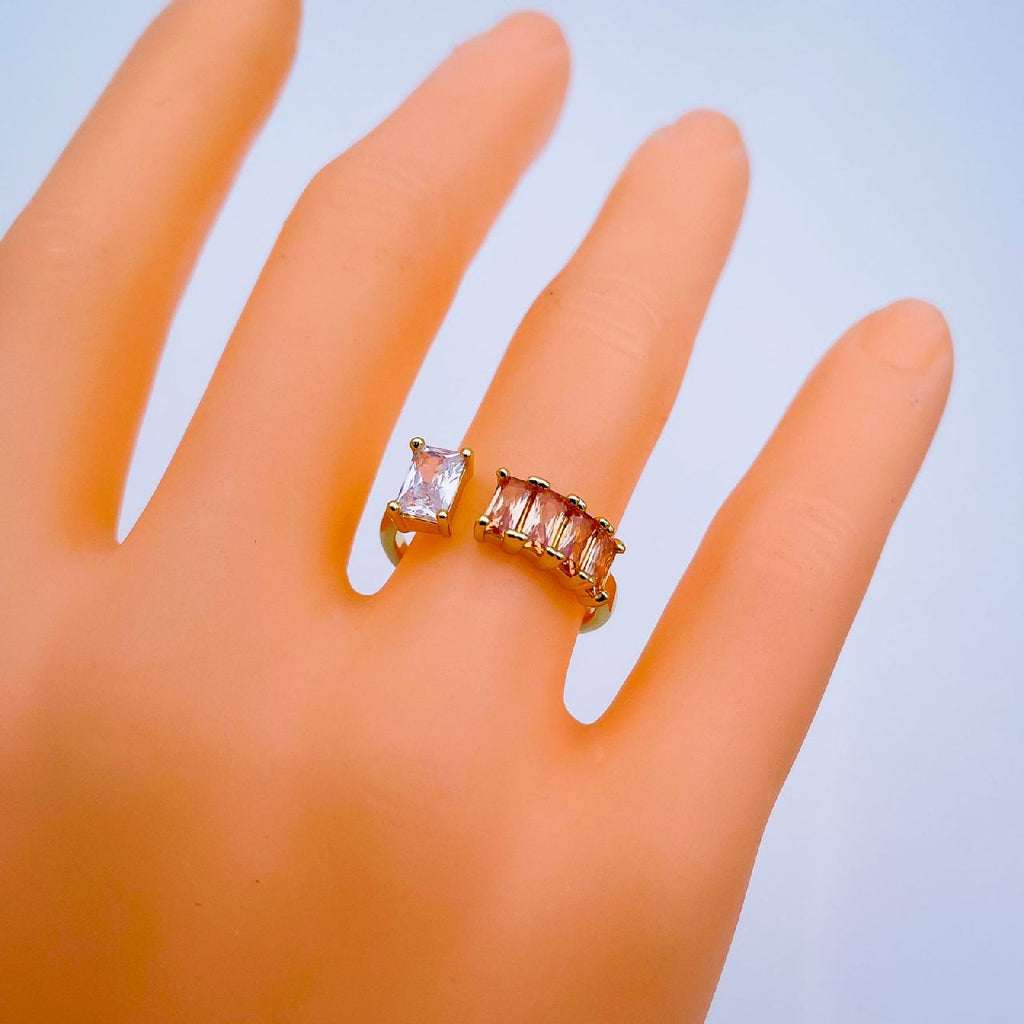 Gold CZ Crystal Brown Copper Free Size Adjustable Band Ring Bulk