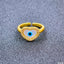 Copper Gold Mother Of Pearl Heart Adjustable Evil Eye Ring Bulk