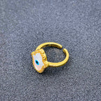 Copper Gold Mother Of Pearl Hamsa Adjustable Evil Eye Ring Bulk