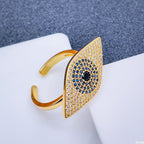 Copper Gold Crystal Statement Evil Eye Free Size Adjustable Ring Bulk