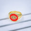 Copper Gold Enamel Dark Pink Evil Eye Free Size Adjustable Ring Bulk