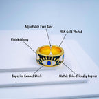 Gold Enamel Orange White Evil Eye Copper Adjustable Band Ring Bulk