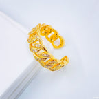 Copper Gold Crystal Curb Free Size Adjustable Ring For Women Bulk
