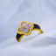Stainless Steel Enamel Gold Brown White Flower Band Ring Women Bulk