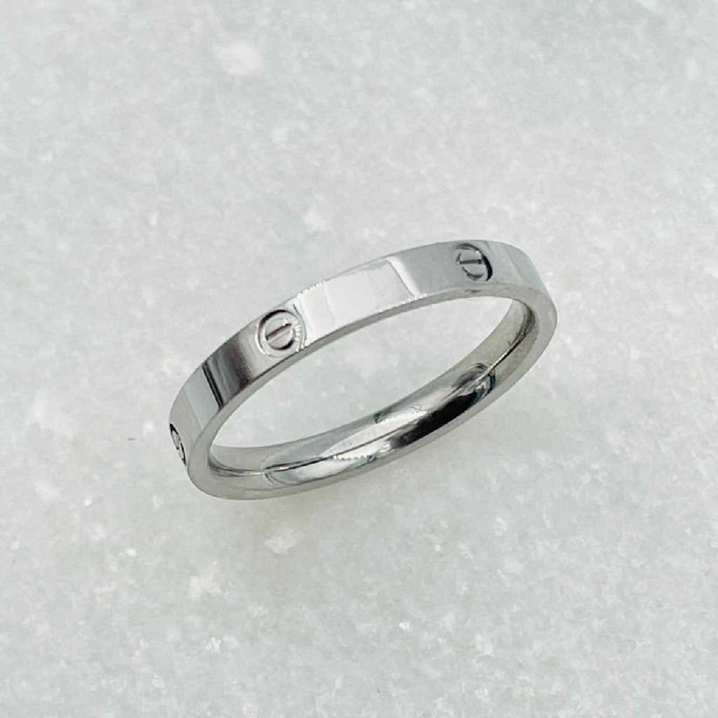 Luxury Screw Stainless Steel Silver Band Ring For Women Bulk