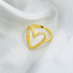 Copper Cubic Zirconia Gold Heart Free Size Adjustable Ring Women Bulk