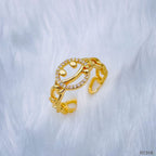 Smiley Face Copper Cubic Zirconia Gold Free Size Adjustable Ring Bulk