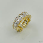 Baguette Copper Cubic Zirconia Gold Free Size Adjustable Ring Bulk