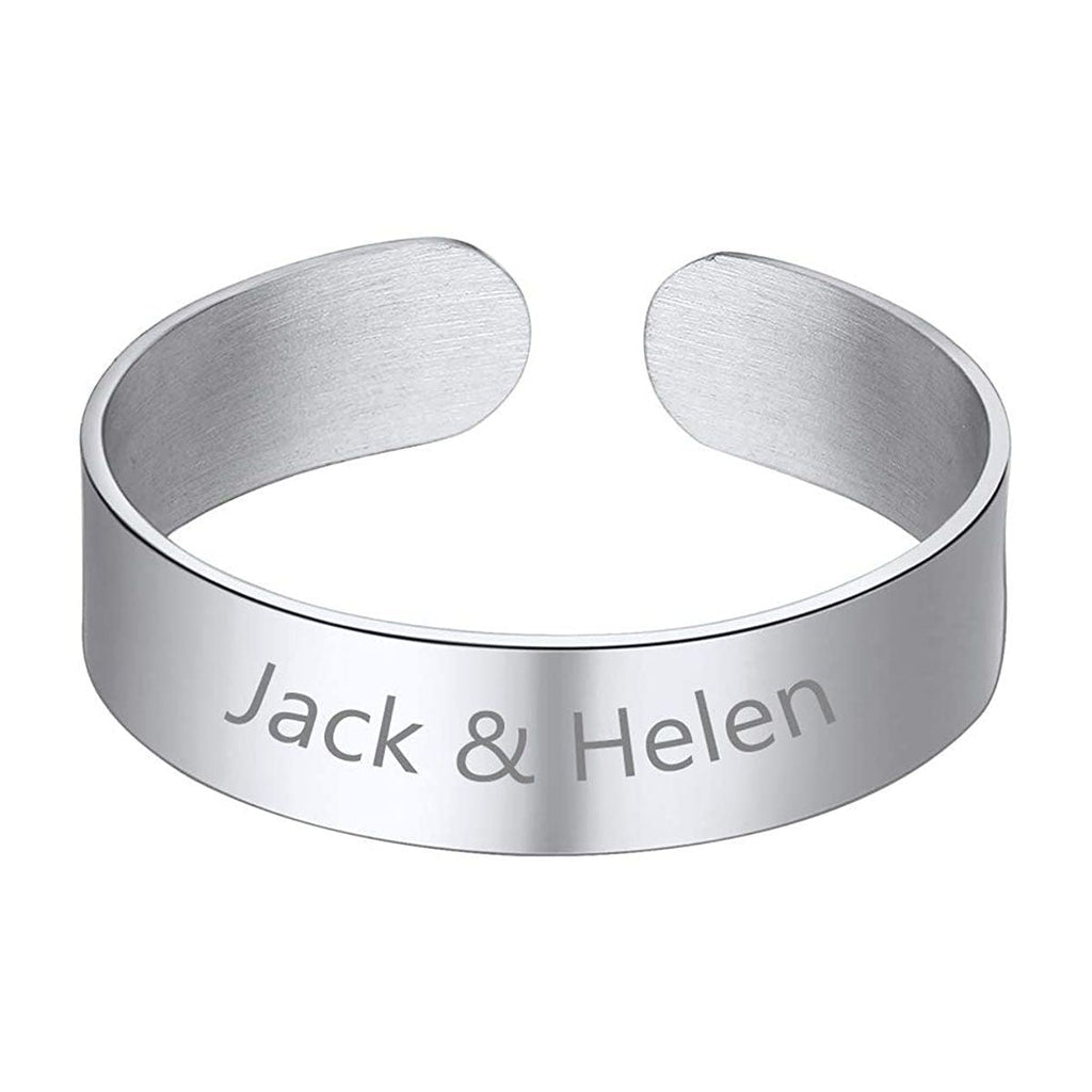Gold Customized Personalised Laser Engraved Letter Both Side Ring