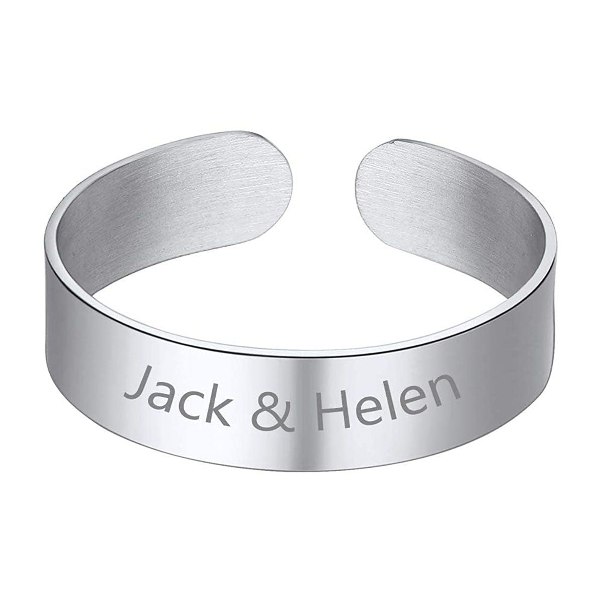 Gold Customized Personalised Laser Engraved Letter Both Side Ring