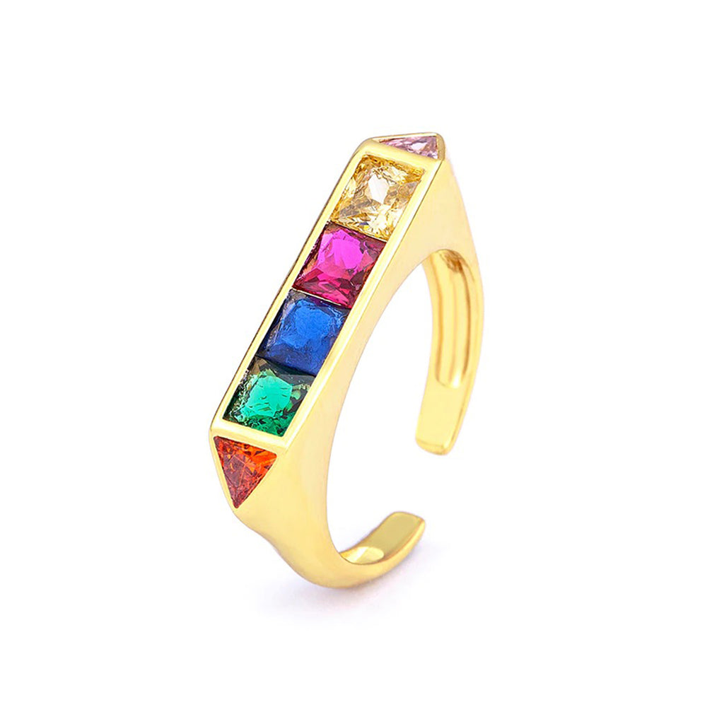 Copper Cubic Zirconia Gold Princess Free Size Adjustable Ring Bulk
