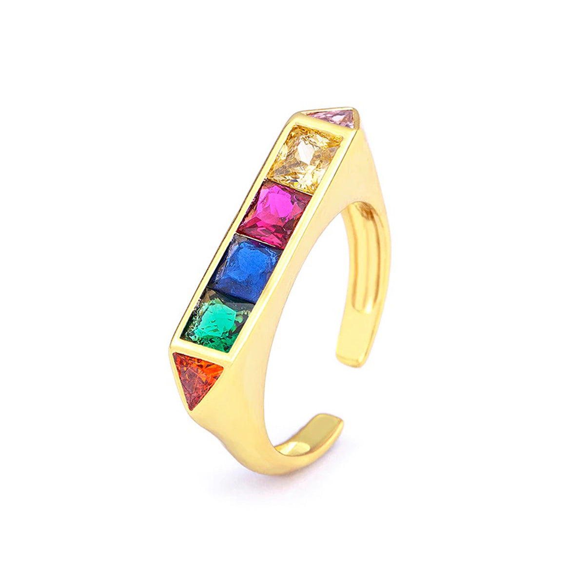Copper Cubic Zirconia Gold Princess Free Size Adjustable Ring Bulk