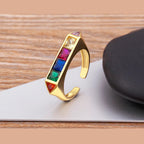 Copper Cubic Zirconia Gold Princess Free Size Adjustable Ring Bulk