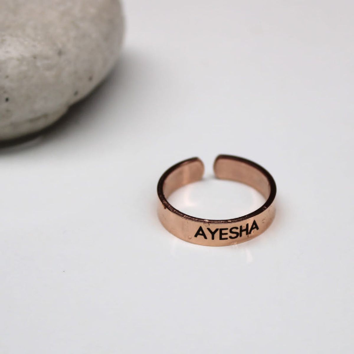 Gold Customized Personalised Laser Engraved Letter Both Side Ring