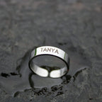 Gold Customized Personalised Laser Engraved Letter Both Side Ring