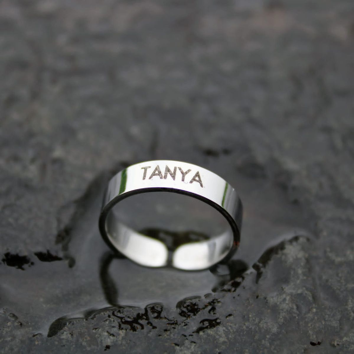 Gold Customized Personalised Laser Engraved Letter Both Side Ring