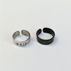Gold Customized Personalised Laser Engraved Letter Both Side Ring