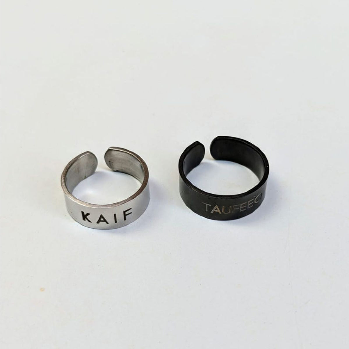 Gold Customized Personalised Laser Engraved Letter Both Side Ring