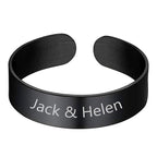 Gold Customized Personalised Laser Engraved Letter Both Side Ring