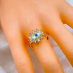 Evil Eye Mother Of Pearl Copper Gold Free Size Adjustable Ring Bulk
