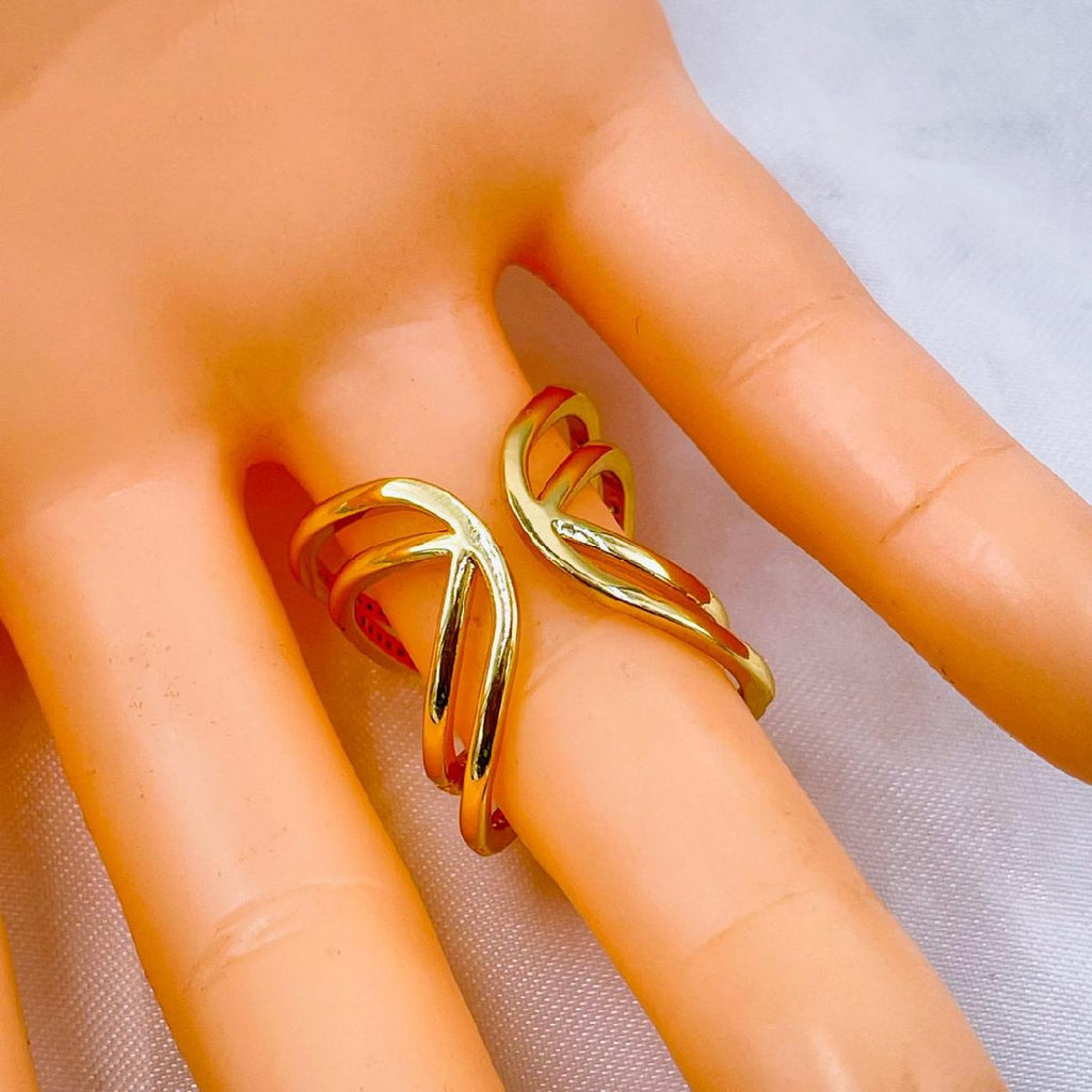Crossover Copper Cubic Zirconia Open Back Adjustable Ring Women Bulk