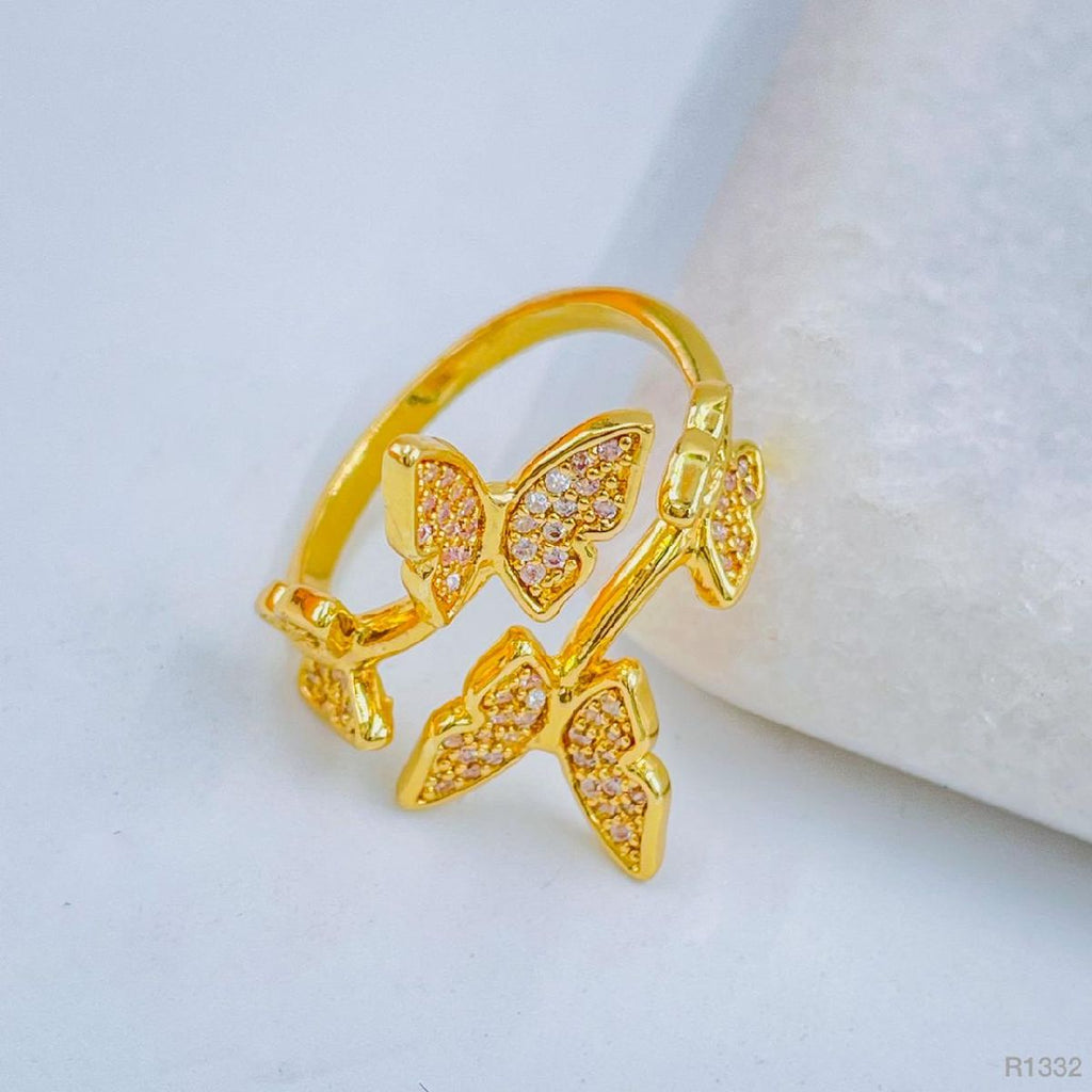 Copper Cubic Zirconia Butterfly Free Size Adjustable Ring Women Bulk