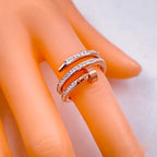 Stainless Steel Layered Nail Cubic Zirconia 18K Rose Gold Ring Bulk
