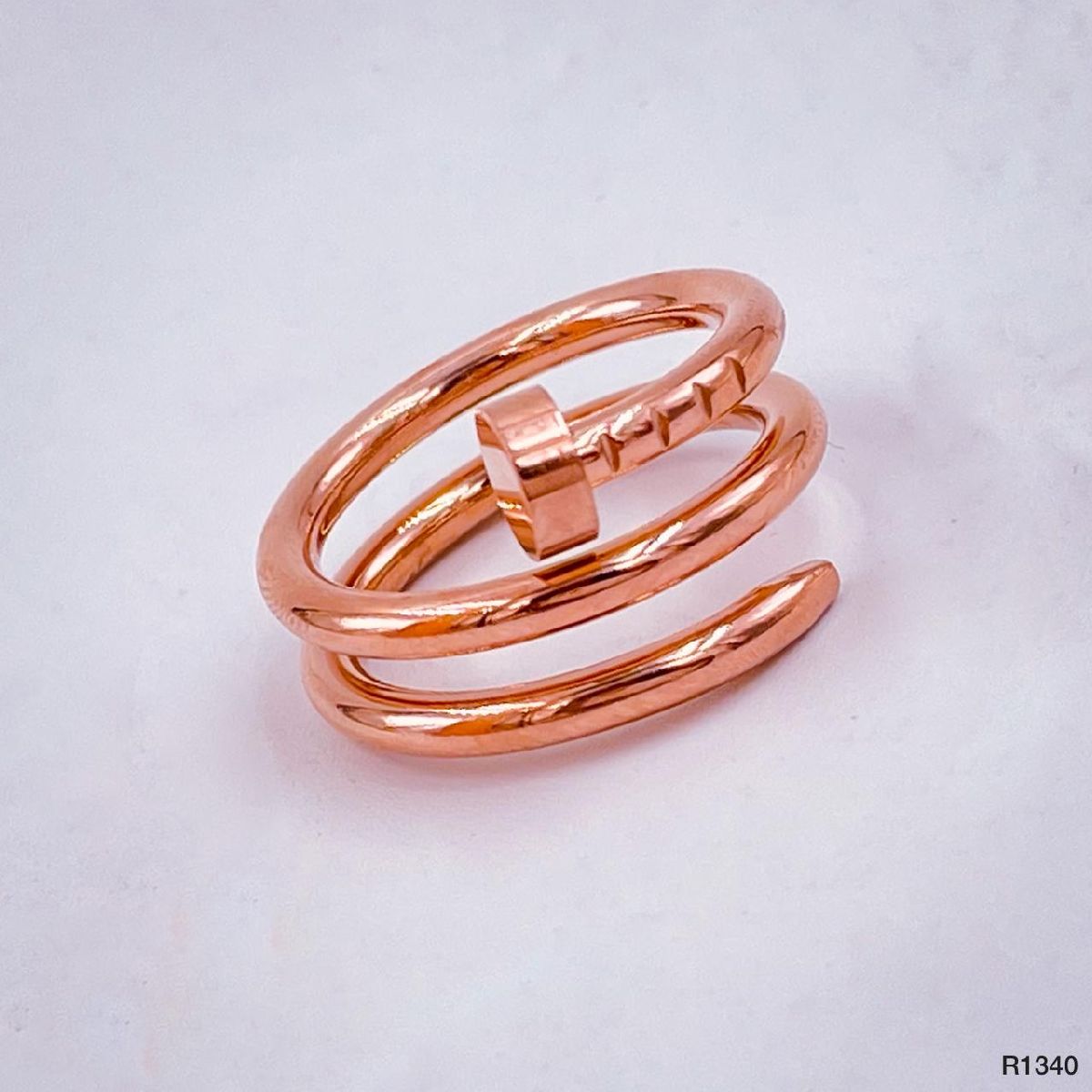 Stainless Steel Layered Nail 18K Rose Gold Ring For Women Bulk Main image