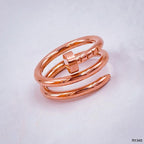 Stainless Steel Layered Nail 18K Rose Gold Ring For Women Bulk