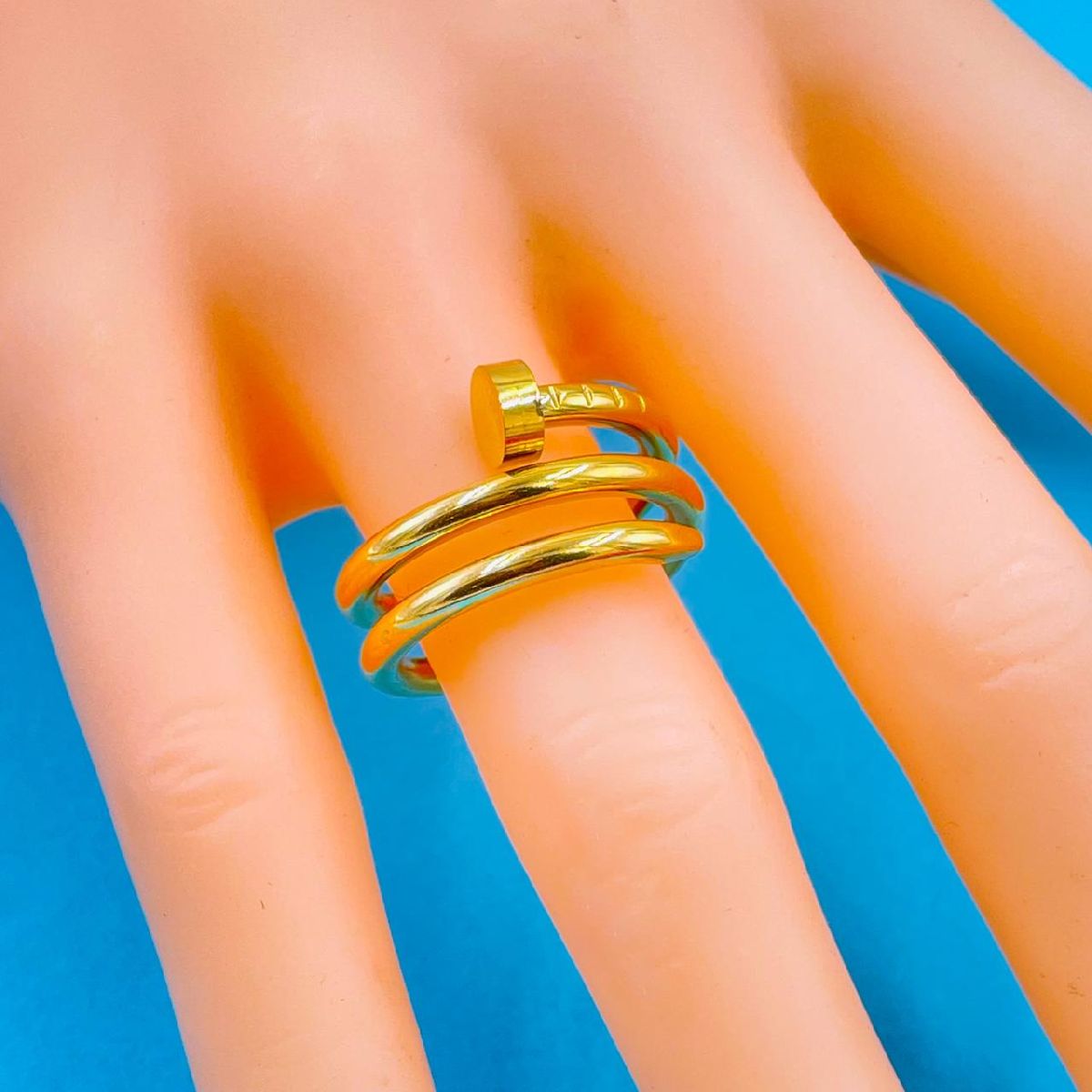 Stainless Steel Layered Nail 18Kgold Ring For Women Bulk