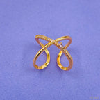 Cross Over Cubic Zirconia Red Ruby Copper 18K Gold Open Back Ring Bulk