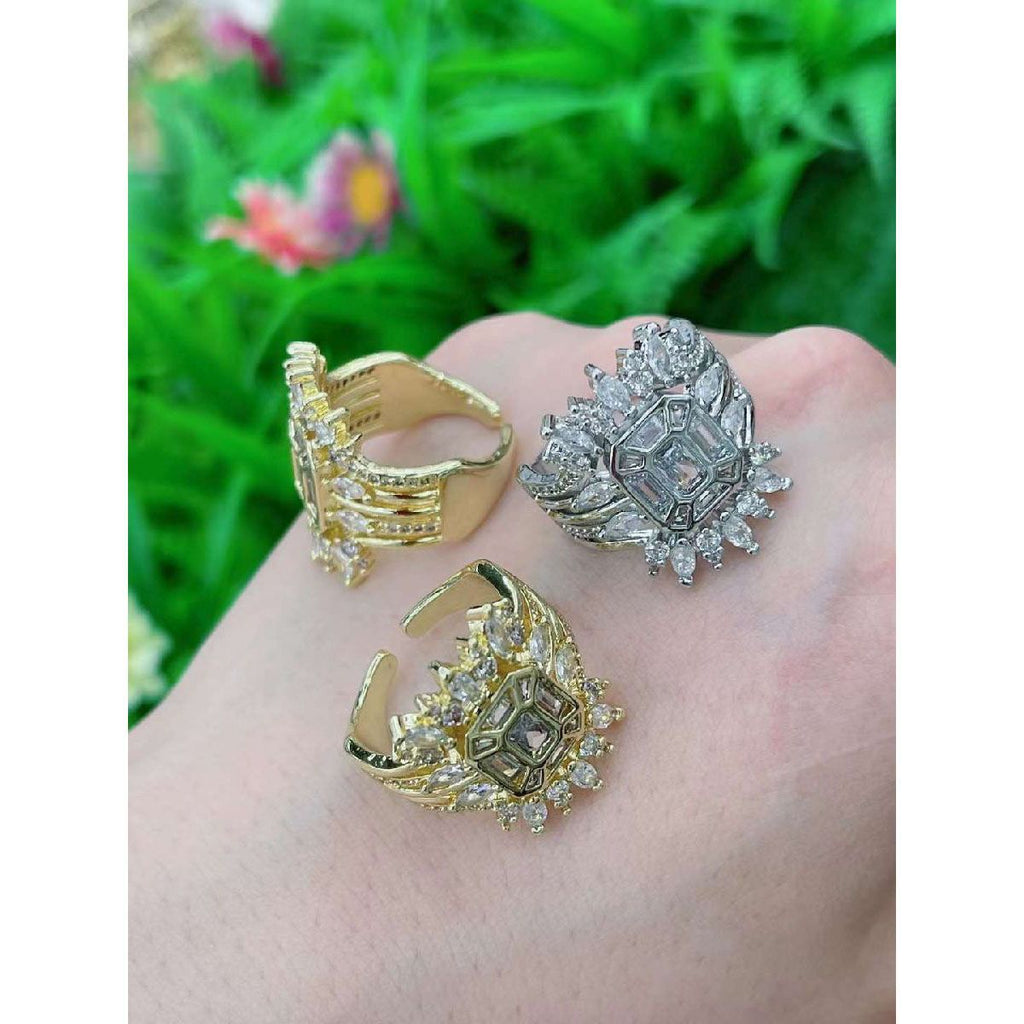 Copper Cubic Zirconia Gold Baguette Marquise Adjustable Ring Bulk