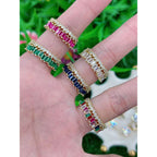 Copper Cubic Zirconia Crystal Baguette Gold Adjustable Ring Women Bulk
