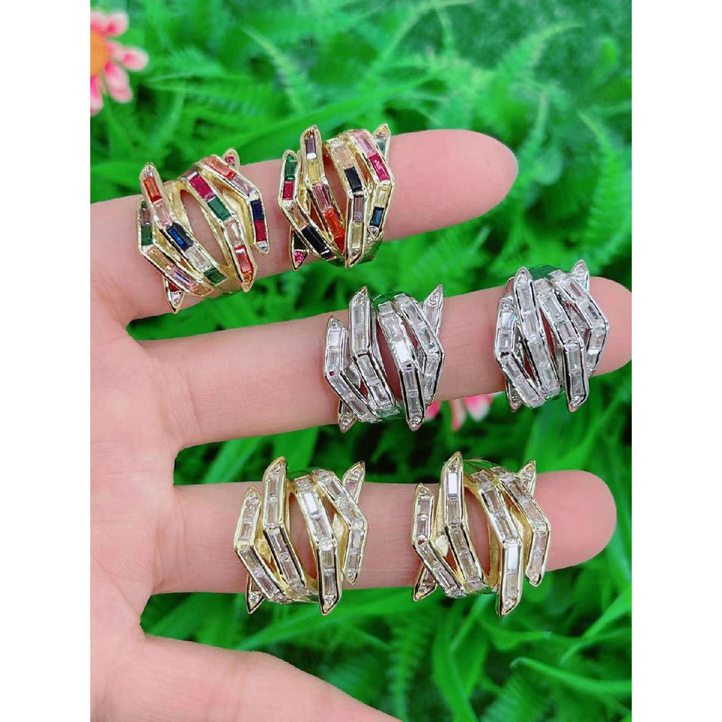 Copper Arrow CZ Crystal Baguette Silver Adjustable Ring Bulk