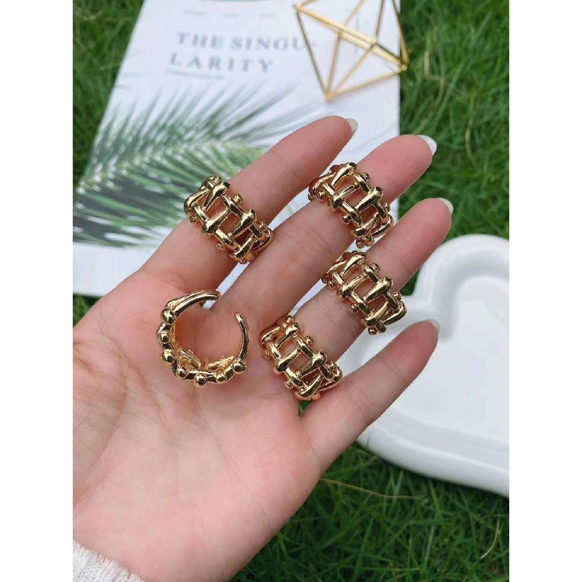 Copper Filigree Gold Free Size Adjustable Ring For Women Bulk Secondary image