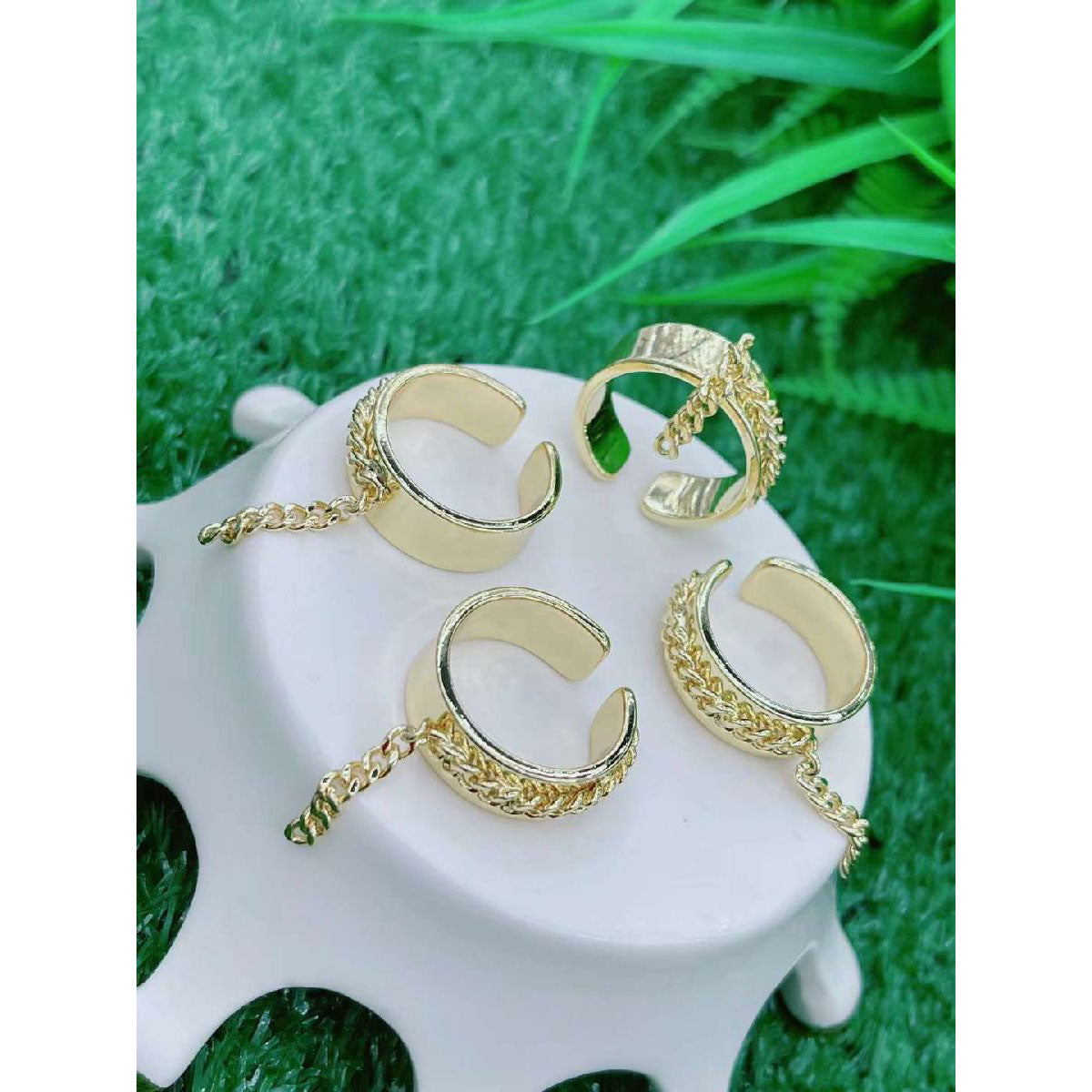 Copper Gold Curb Free Size Adjustable Band Ring For Women Bulk