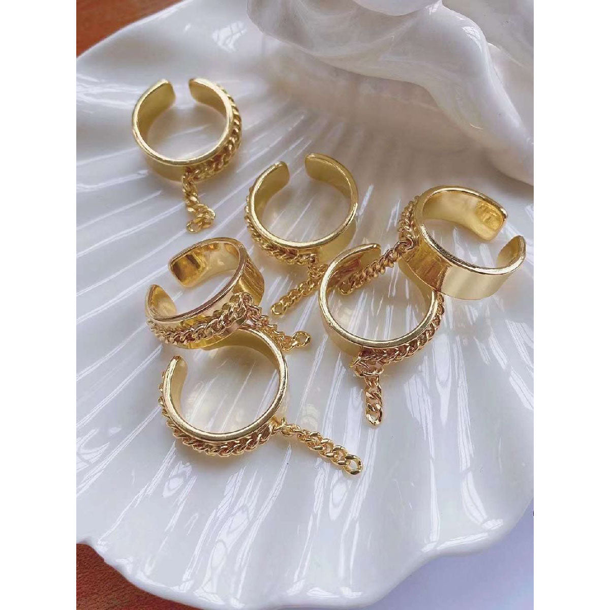 Copper Gold Curb Free Size Adjustable Band Ring For Women Bulk