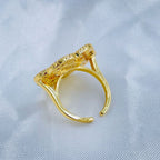 Copper Triple Heart Love Crystal Baguette Gold Adjustable Ring Bulk