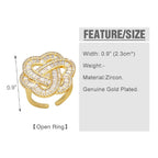 Copper Triple Heart Love Crystal Baguette Gold Adjustable Ring Bulk