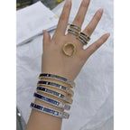 Graduating Shades Of Blue Zircon 18K Gold Copper Free Size Ring Bulk
