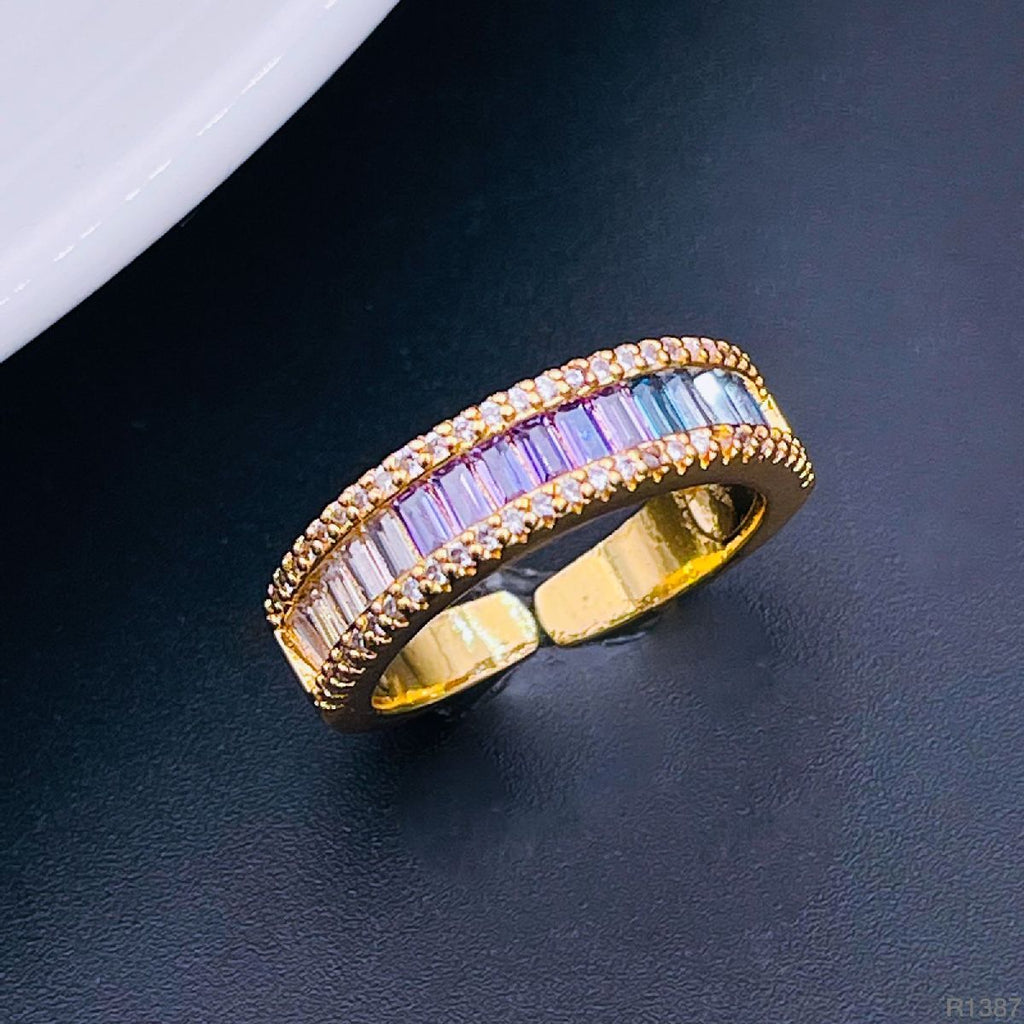 Graduating Shades Of Blue Purple Zircon Gold Copper Ring Bulk