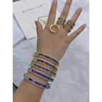 Graduating Shades Of Blue Purple Zircon Gold Copper Ring Bulk