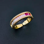 Graduating Shades Of Pink Zircon 18K Gold Copper Free Size Ring Bulk