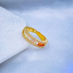Graduating Shades Of Orange Zircon 18K Gold Copper Free Size Ring Bulk