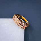 Invisible Set Baguette Cubic Zirconia 18K Gold Copper Ring Women Bulk
